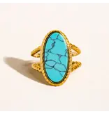MAIQ Accessories Ashwin 18K Gold Non-Tarnish Natural Stone Ring