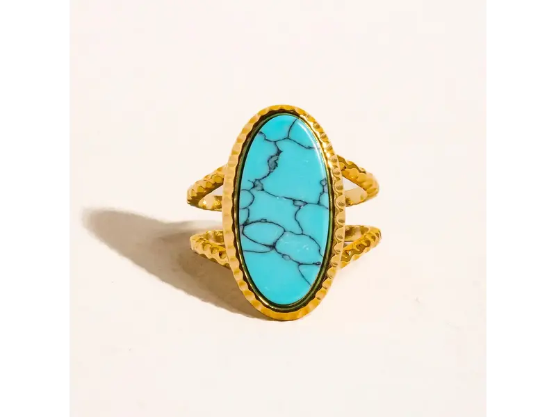 MAIQ Accessories Ashwin 18K Gold Non-Tarnish Natural Stone Ring