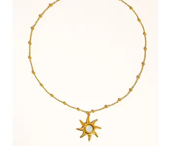 Astoria 18K Gold Non-Tarnish Sun Pendant Chain Necklace