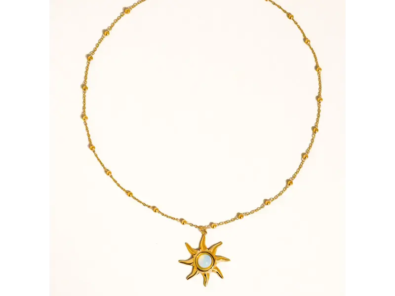 MAIQ Accessories Astoria 18K Gold Non-Tarnish Sun Pendant Chain Necklace