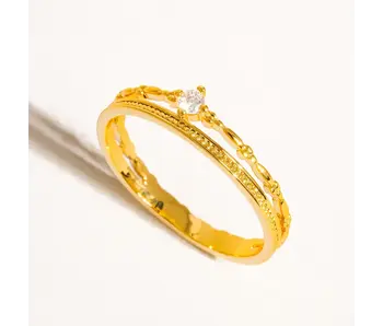 Belen 18K Gold Cz Thin Layered Ring