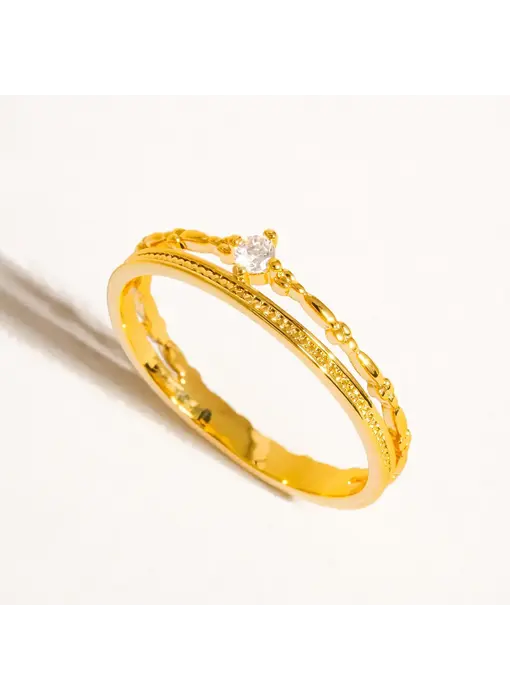 Belen 18K Gold Cz Thin Layered Ring