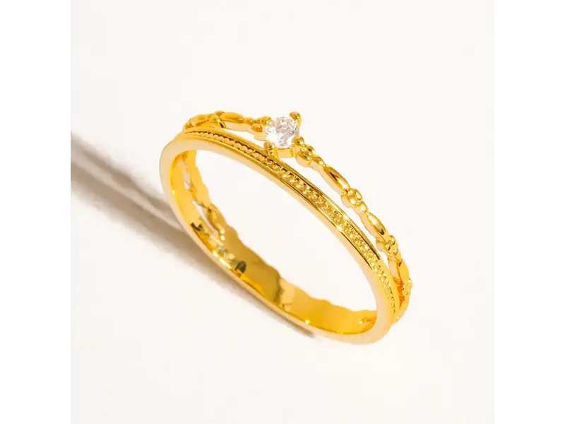 MAIQ Accessories Belen 18K Gold Cz Thin Layered Ring