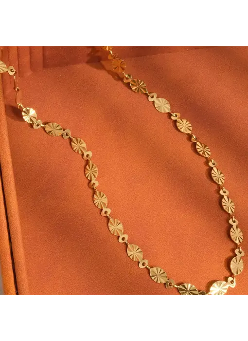 Bise 18K Gold Non-Tarnish Classic Oval Chain Necklace