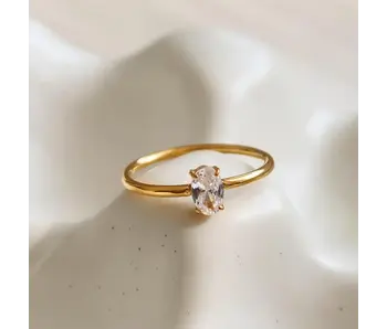 Boris 18K Gold Non-Tarnish Cz Square Thin Ring