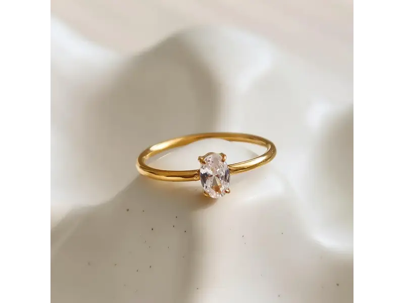 MAIQ Accessories Boris 18K Gold Non-Tarnish Cz Square Thin Ring