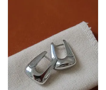 Cadance Non-Tarnish Geometric Hoop Earrings - Silver