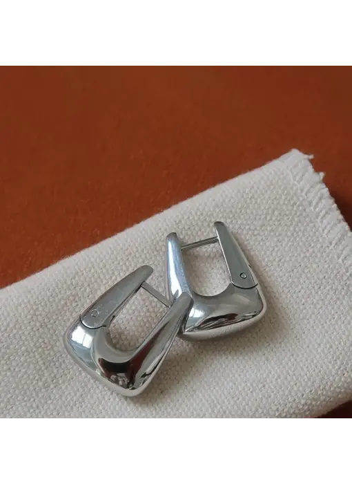 Cadance Non-Tarnish Geometric Hoop Earrings - Silver