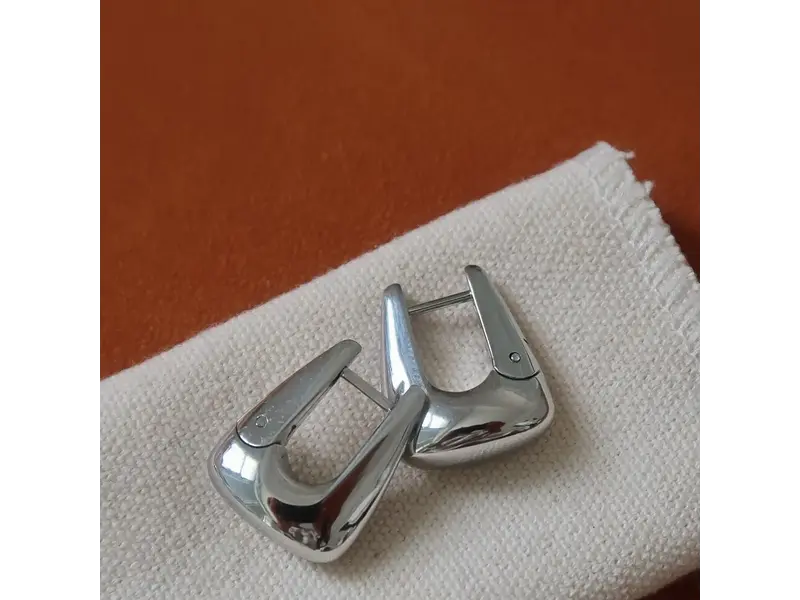 MAIQ Accessories Cadance Non-Tarnish Geometric Hoop Earrings - Silver