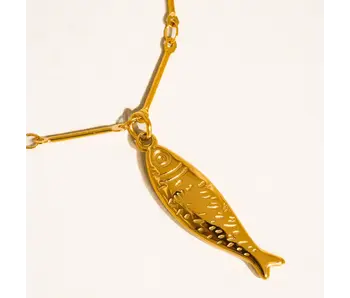 Coralie 18K Gold Non-Tarnish Fish Pendant Chain Necklace