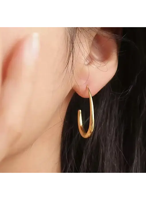 Cyril 18K Gold Non-Tarnish Minimalist Open Hoop Earrings