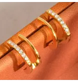 MAIQ Accessories Dulce 18K Gold Non-Tarnish Cz Double Hoop Stud