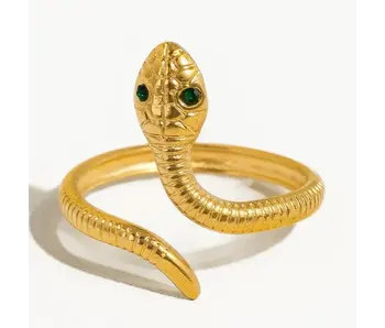 Echidna Non-Tarnish Adjustable Serpent Ring