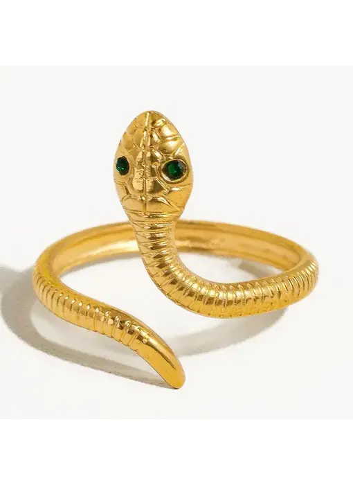 Echidna Non-Tarnish Adjustable Serpent Ring