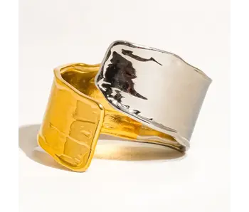 Emmy 18K Gold Non-Tarnish Textured Open Ring