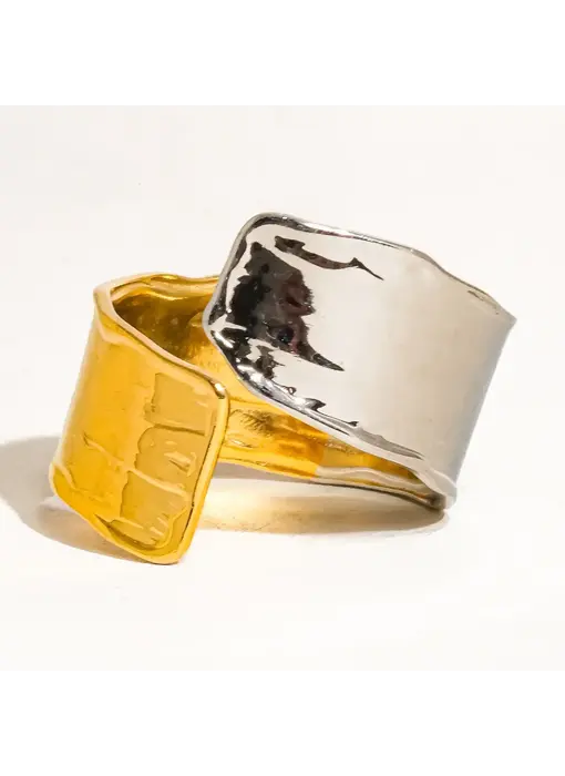 Emmy 18K Gold Non-Tarnish Textured Open Ring