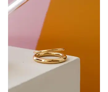 Harvey 18K Gold Non-Tarnish Classic Double Band Ring (size 7)