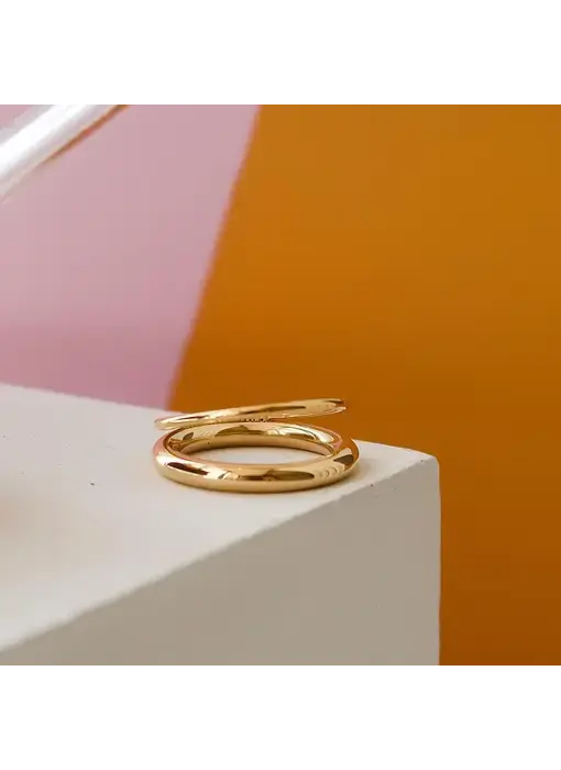 Harvey 18K Gold Non-Tarnish Classic Double Band Ring (size 7)