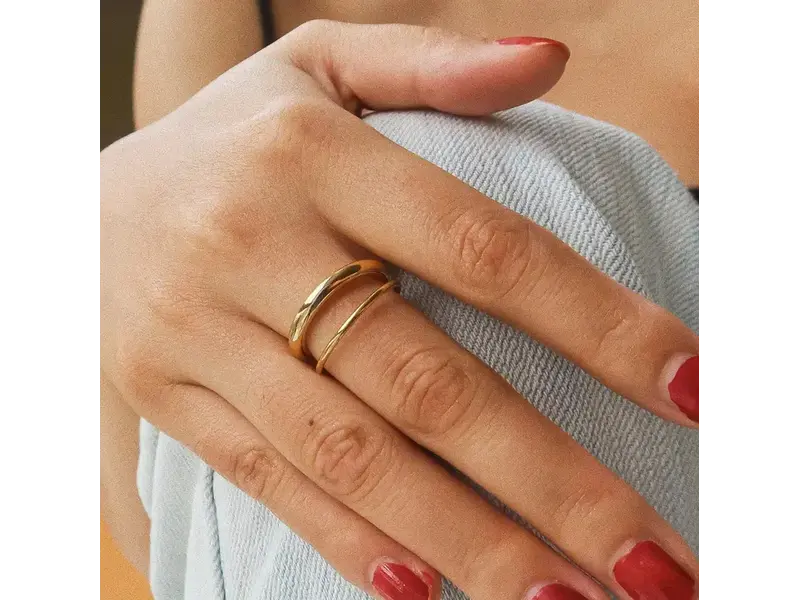 MAIQ Accessories Harvey 18K Gold Non-Tarnish Classic Double Band Ring (size 7)