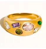 MAIQ Accessories Orlume 18K Gold Non-Tarnish Colorful CZ Dome Ring (size 7)