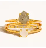 MAIQ Accessories Sabine 18K Gold Multi Stone Statement Ring