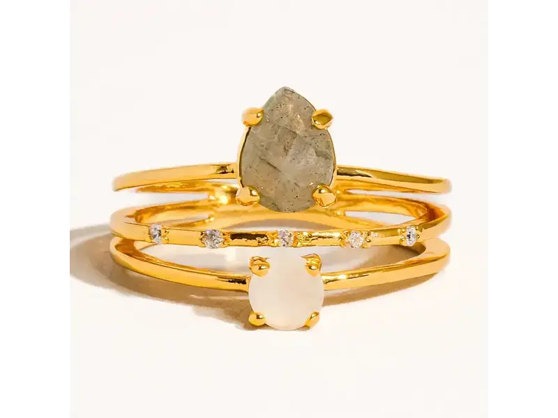 MAIQ Accessories Sabine 18K Gold Multi Stone Statement Ring