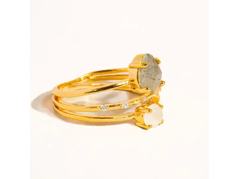 MAIQ Accessories Sabine 18K Gold Multi Stone Statement Ring