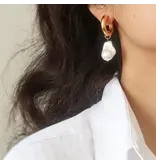 MAIQ Accessories Oceana Gold Statement Large Pearl Earrings