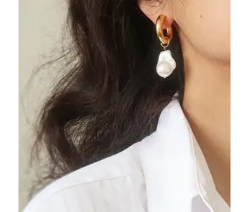 Oceana Gold Statement Large Pearl Earrings