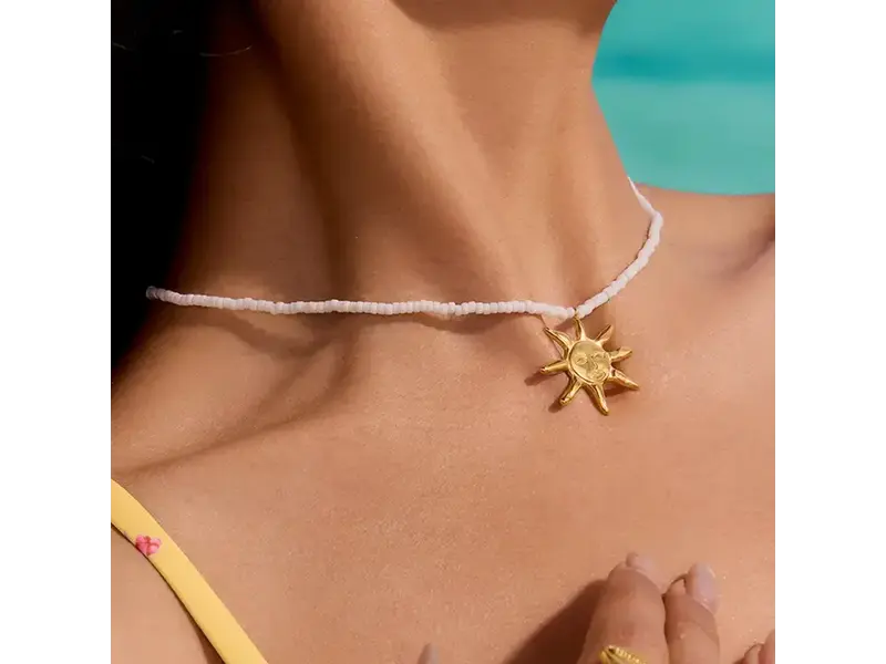 MAIQ Accessories Iridessa 18K Gold Non-Tarnish Sun Beaded Necklace