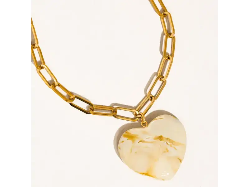 MAIQ Accessories Rouelle 18K Gold Non-Tarnish Heart Chain Necklace