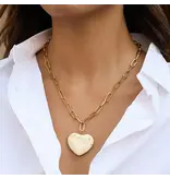 MAIQ Accessories Rouelle 18K Gold Non-Tarnish Heart Chain Necklace