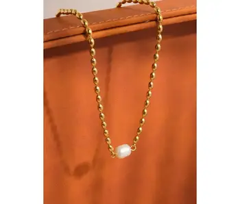 Vigne 18K Gold Non-Tarnish Pearl Ball Chain Necklace