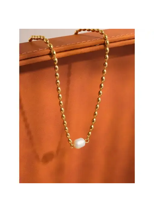 Vigne 18K Gold Non-Tarnish Pearl Ball Chain Necklace