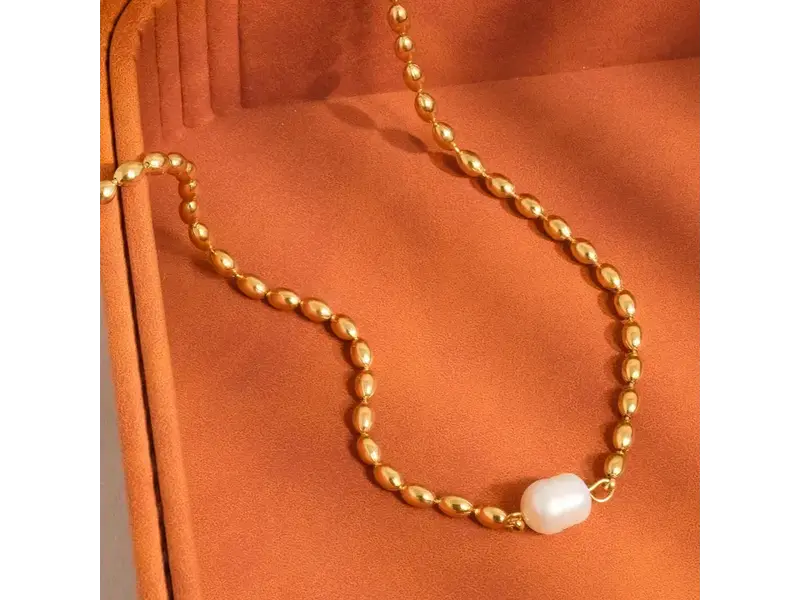 MAIQ Accessories Vigne 18K Gold Non-Tarnish Pearl Ball Chain Necklace