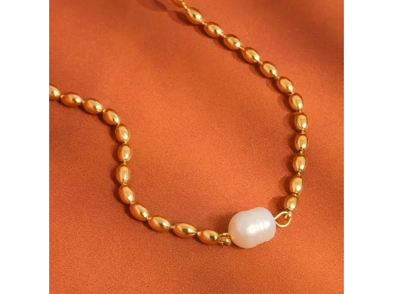 MAIQ Accessories Vigne 18K Gold Non-Tarnish Pearl Ball Chain Necklace
