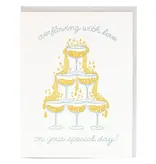 Smudge Ink Champagne Tower Wedding Card
