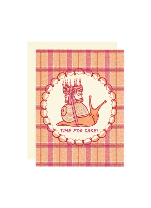 Snail Time for Cake Birthday Card