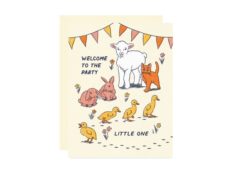 Wallflower Paper & Party Welcome Baby Animals Card