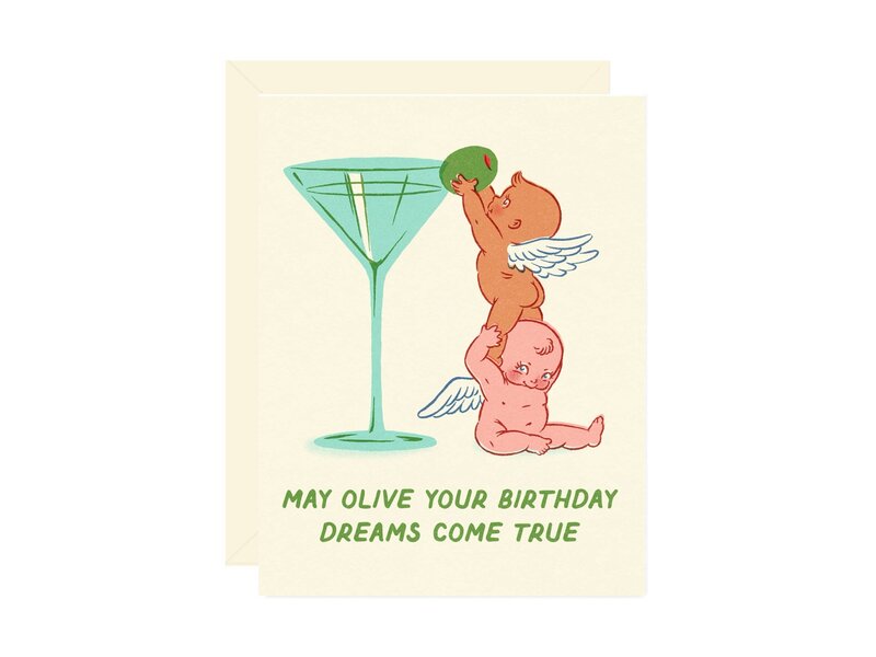 Wallflower Paper & Party Martini Olive Dream Birthday Card