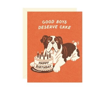 Bulldog and Cake Birthday Card