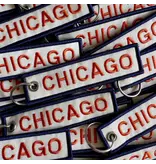 Unexpected Flair Chicago Embroidered Keychain - Orange & Blue