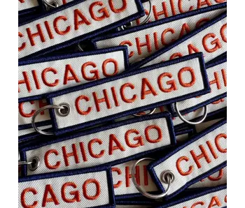 Chicago Embroidered Keychain - Orange & Blue