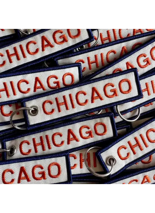 Chicago Embroidered Keychain - Orange & Blue