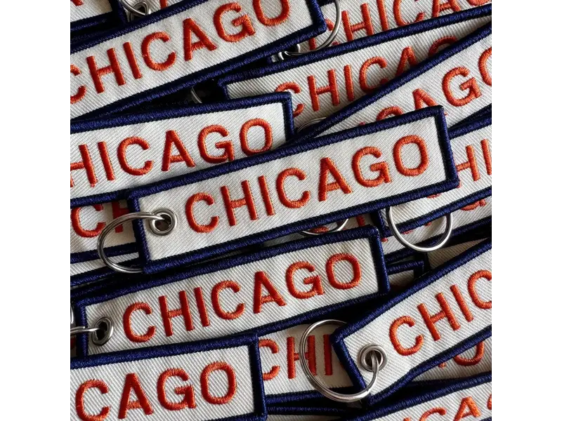 Unexpected Flair Chicago Embroidered Keychain - Orange & Blue