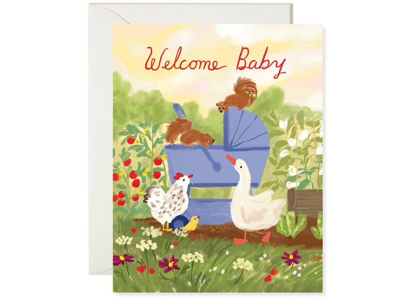 Karen Schipper Farm Baby Card – Sweet Animal Welcome Baby Card