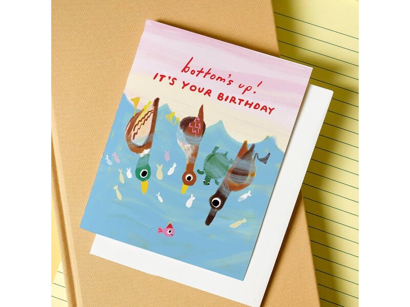 Karen Schipper Bottoms Up Birthday – Funny Pun Birthday Card