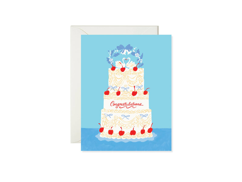 Karen Schipper Swan Wedding Cake - Classic Wedding Congratulations Card