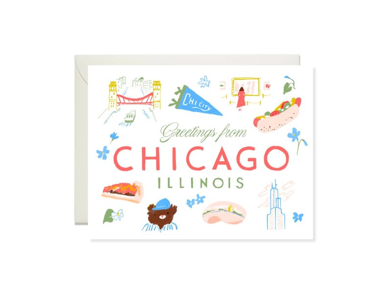 Karen Schipper Greetings from Chicago - Classic City Travel Greeting Card