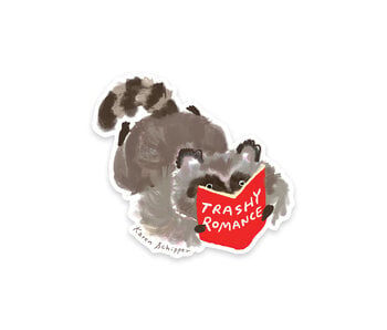 Trashy Romance Racoon – Funny Romance Book Vinyl Sticker